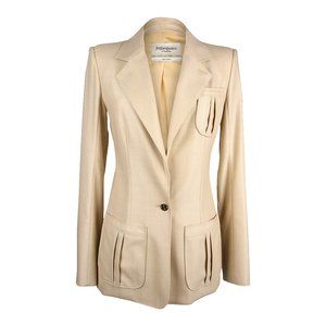 Yves Saint Laurent Pale Wheat Yellow Wool / Silk Jacket 38 / 6